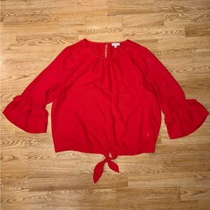 Lily White | red flowy sleeve blouse